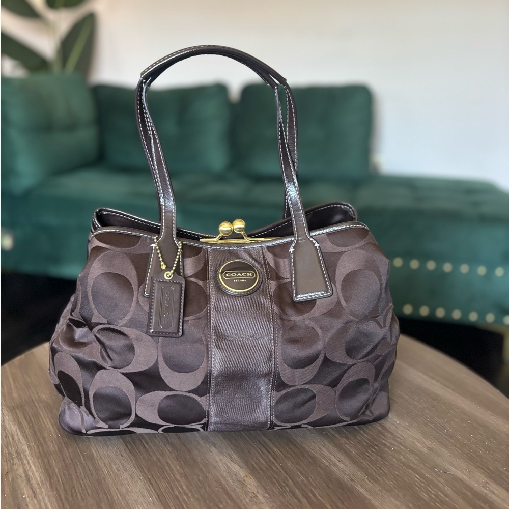 Vintage Brown Coach Signature Satchel